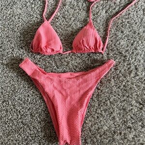 Monday Swimwear Azalea Pink Chevron Byron Bottom (m) & Palma Top (s)